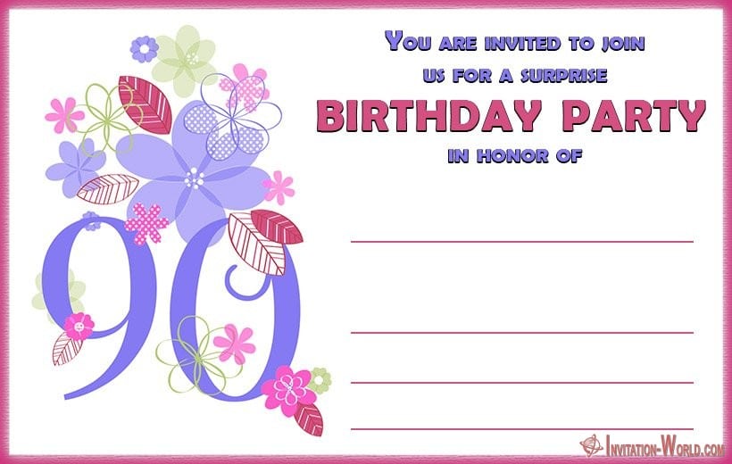 90th Birthday Invitation Wording Ideas