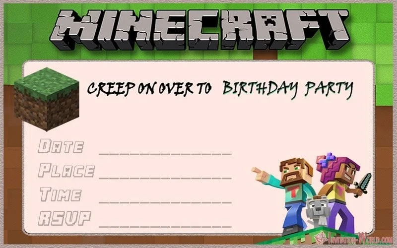 Free Minecraft Birthday Invitation Template - 12+ Printable Minecraft Invitation Templates