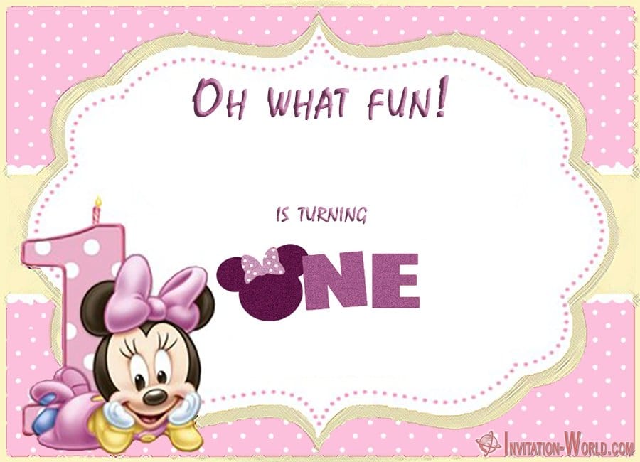 Minnie Mouse First Birthday Invitation For Girls Invitation World
