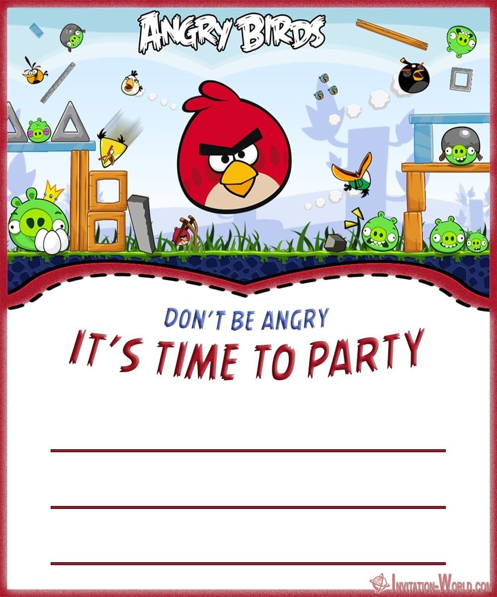 Angry Birds Invitation Card Template 1000x1200 - 8+ Free Angry Birds Invitation Templates