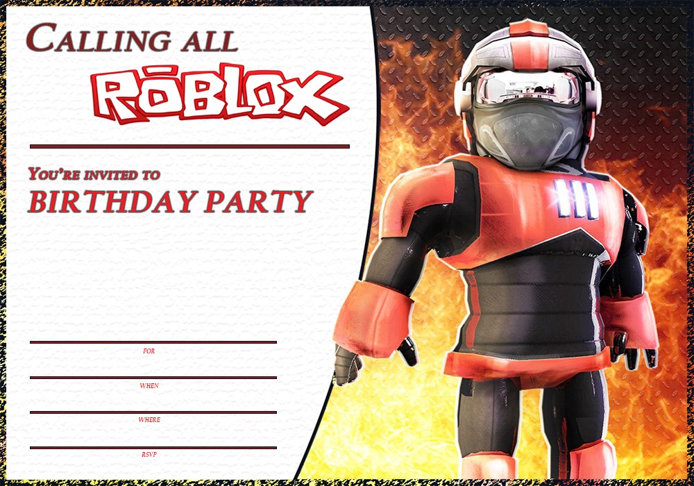 Roblox Birthday Invitation Card - Roblox Birthday Invitation Card