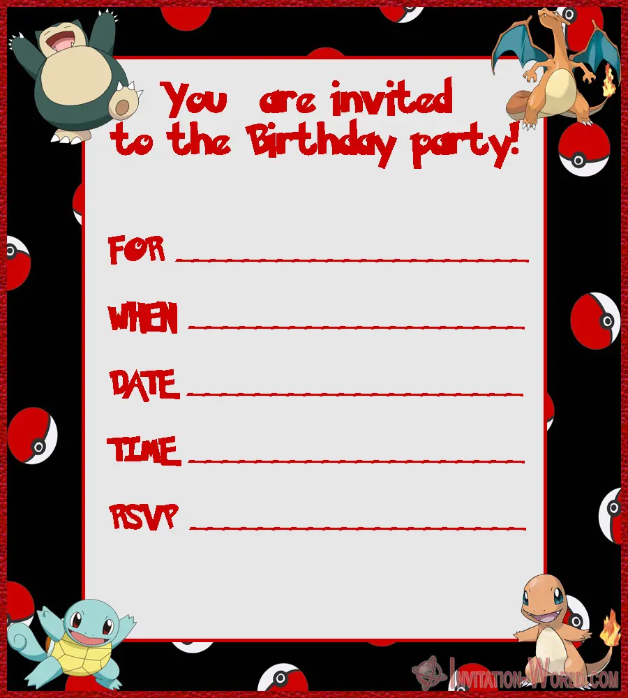 Free Printable Pokemon Invitation Card - +7 Printable Pokemon Party Invitations