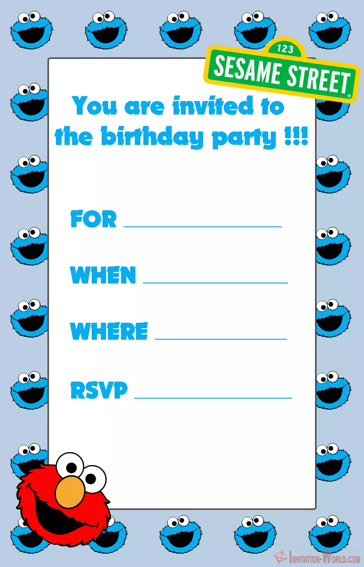 Printable Elmo Birthday Invitation Card - Invitation World Intended For Elmo Birthday Card Template