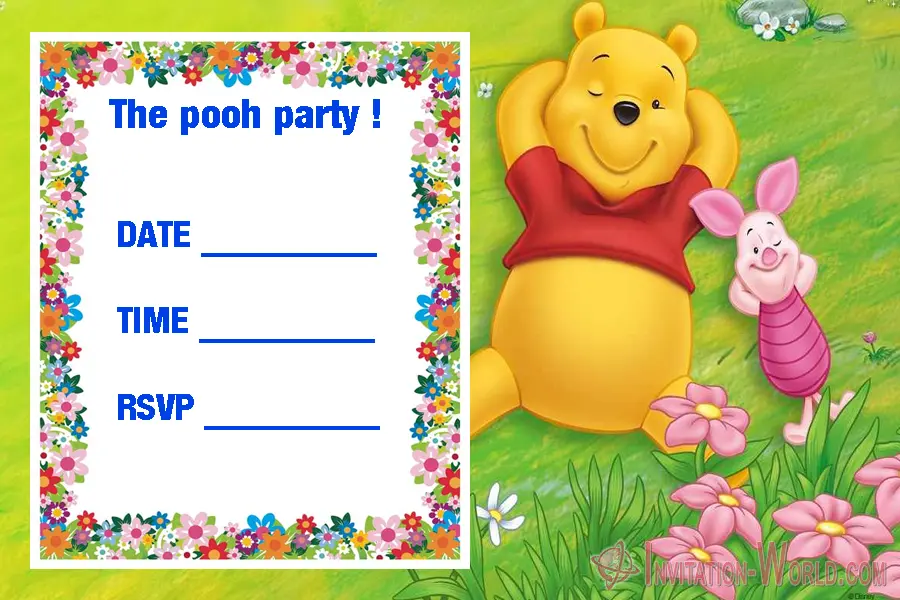 Printable Winnie The Pooh Invitation Card - Custom Winnie The Pooh Invitation Cards