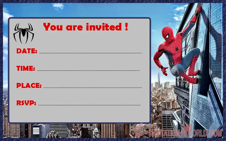 Free Printable Spiderman Birthday Invitation Card - Free Printable Spiderman Birthday Invitation Card