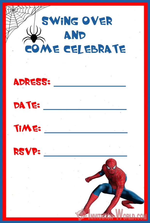 Spiderman Birthday Party Invitation Card - Spiderman Birthday Party Invitation Card