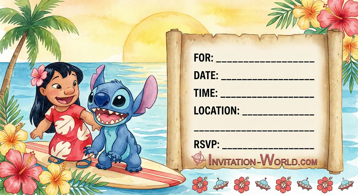 Lilo and Stich Blank Birthday Invitation | Invitation World