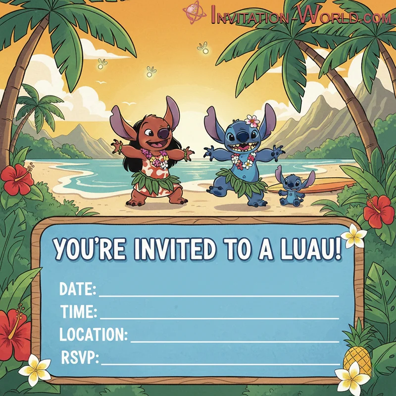 Lilo and Stich Editable Template | Invitation World