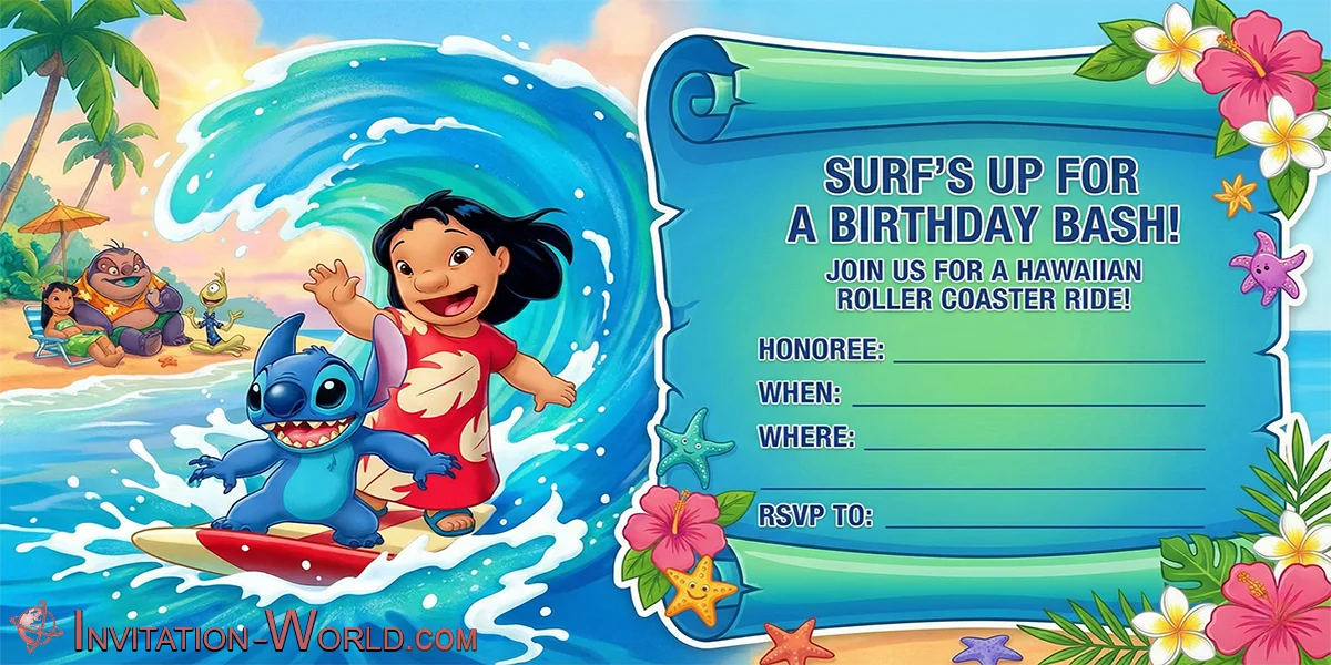 Lilo and Stich Free Invitation Template | Invitation World