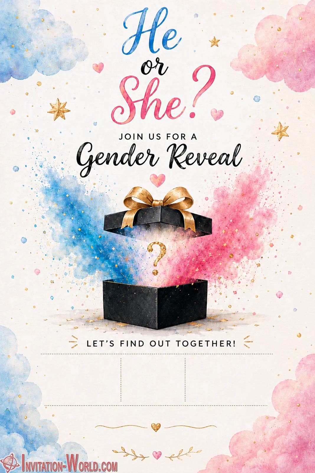 Blank Gender Reveal Invitation for Boy or Girl | Invitation World