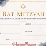 Elegant Navy and Gold Bat Mitzvah Invitation Template