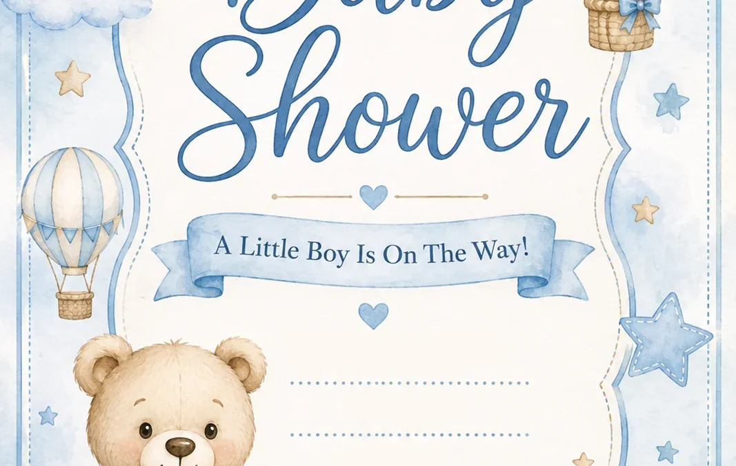 Baby Shower Invitations for Boys 💙 | 11+ Templates