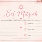 Pink Floral Bat Mitzvah Invitation Template