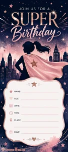 SUPER Birthday Party Invitation for Girls SUPER Birthday Party Invitation for Girls | Invitation World