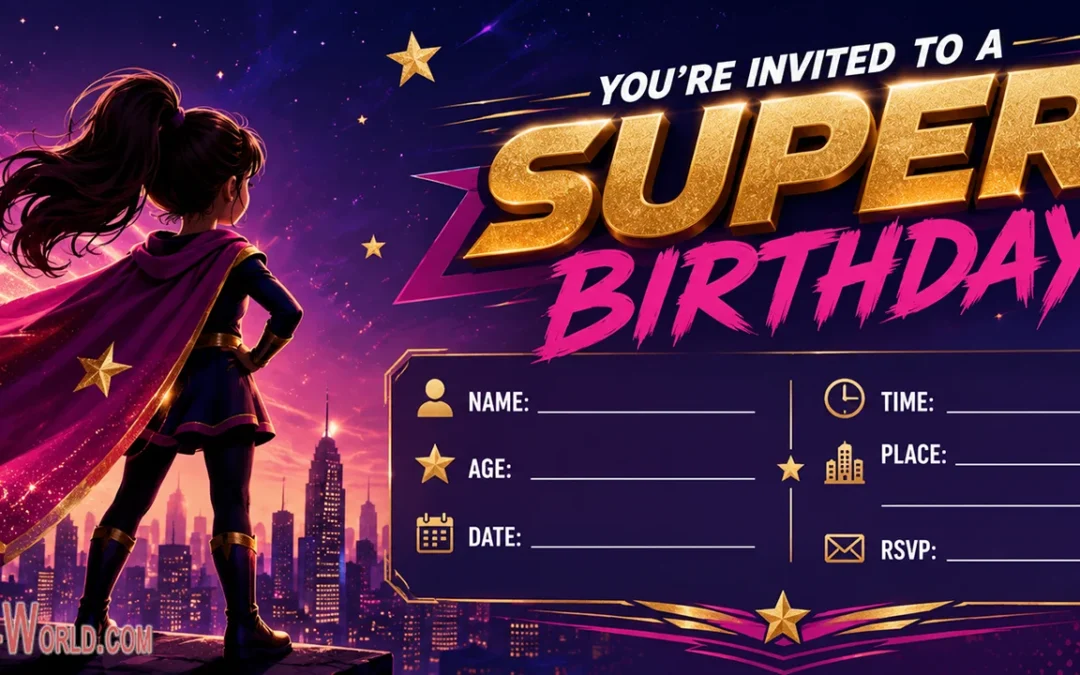 Free Wonder Woman Party Invitation Templates for Kids