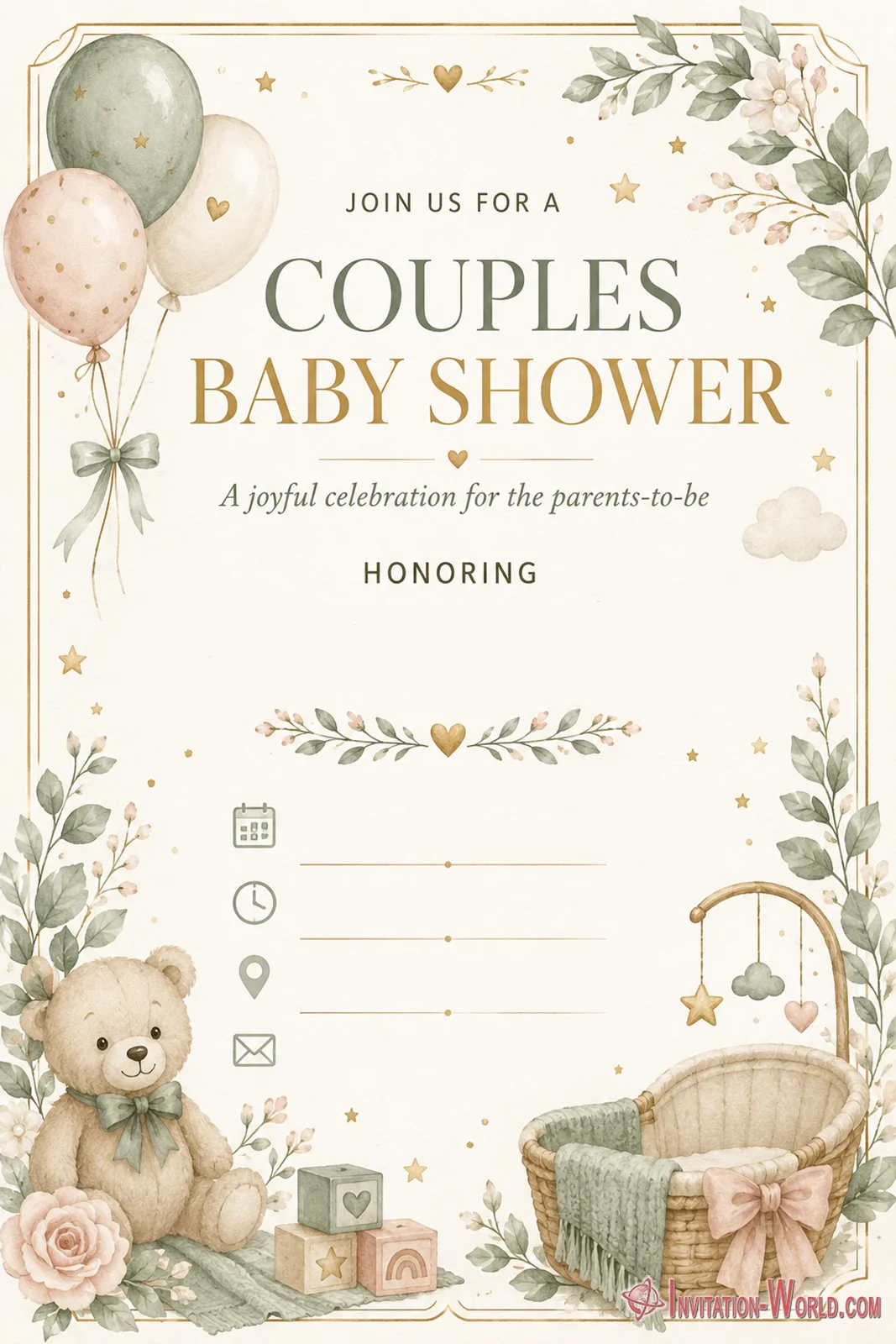 Blank Couples Baby Shower Invitation Template Blank Couples Baby Shower Invitation Template | Invitation World
