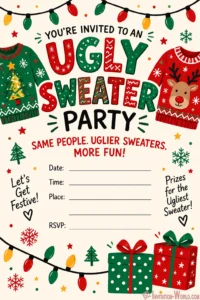 Ugly Sweater Party Blank Invitation Template Ugly Sweater Party Blank Invitation Template | Invitation World