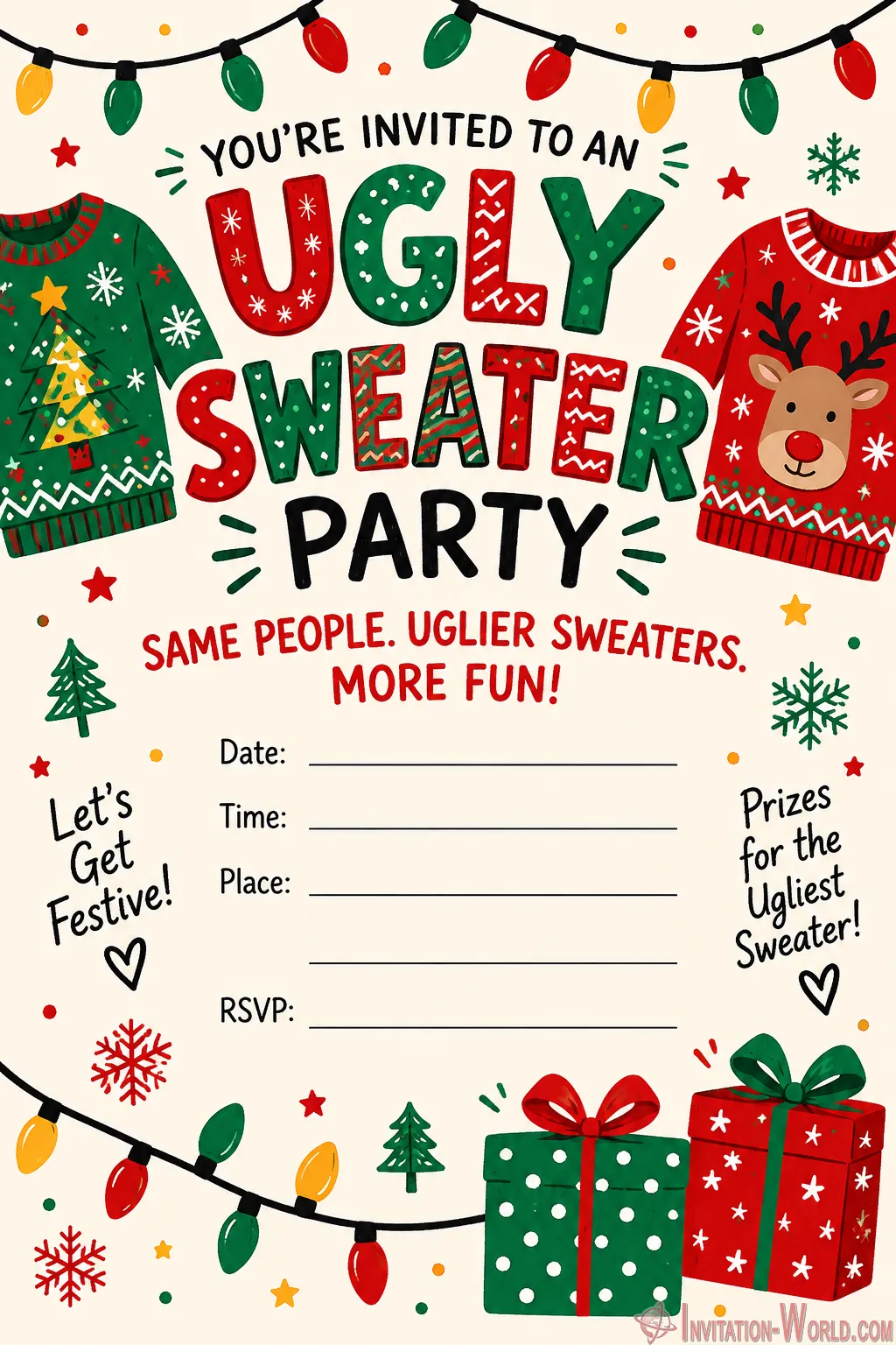 Ugly Sweater Party Blank Invitation Template Ugly Sweater Party Blank Invitation Template | Invitation World